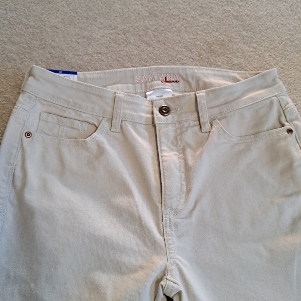 Santana Jeans Cropped Cream Denim Women's Size 10 Capri Stretch Pants NWT - Picture 3 of 10